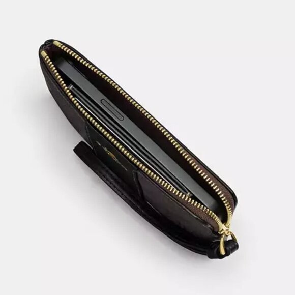 Coach Corner Zip Wristlet CCJ75 Black Leather Moon Stars Hearts Rivets Wallet - Picture 9 of 11